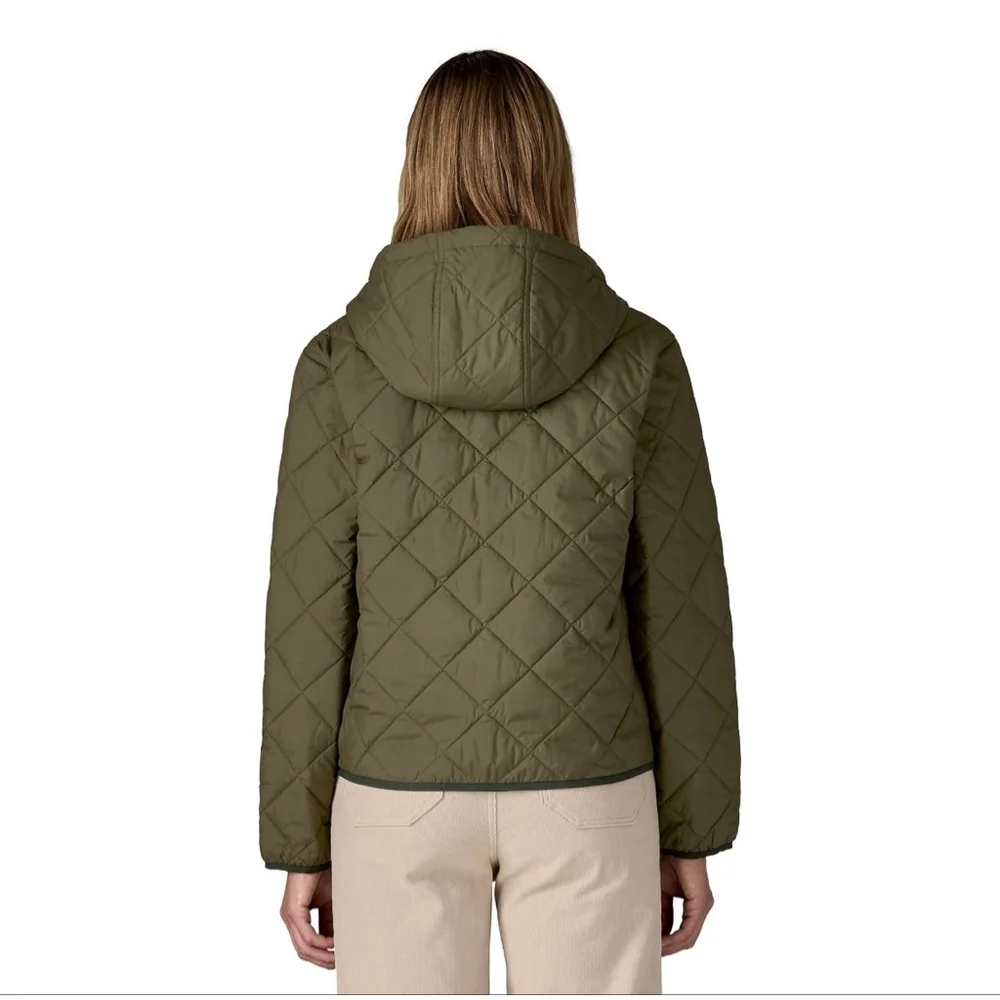 Patagonia Diamond Quilted Bomber Hoody Women's Large NWT Basin Green - Picture 3 of 4